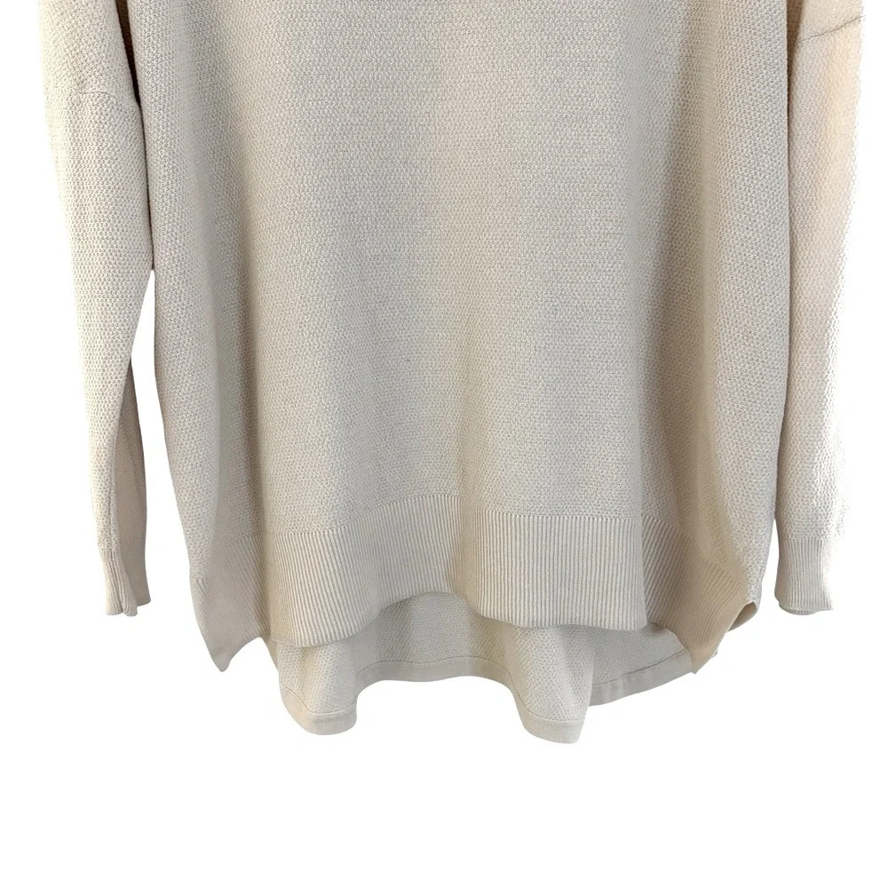 Madewell slouchy relaxed oversized wool blend cream pullover with high low hem - Picture 6 of 10